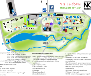 Noc Muzeów "Na ludowo" - 25 maja 2024 r. - plan sytuacyjny wydarzenia
