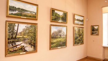 "Skansen...Ciechanowiec, Okolice" malarstwo Franciszka Ryszarda Mazurka