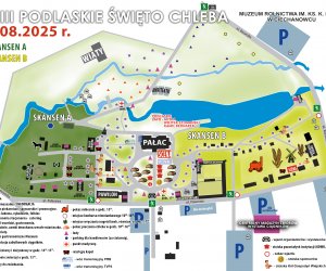XXIII Podlaskie Święto Chleba 2025 - plan sytuacyjny wydarzenia i dojazdy do Ciechanowca