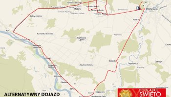 Plan sytuacyjny XIX Podlaskiego Święta Chleba oraz alternatywny dojazd od strony Warszawy